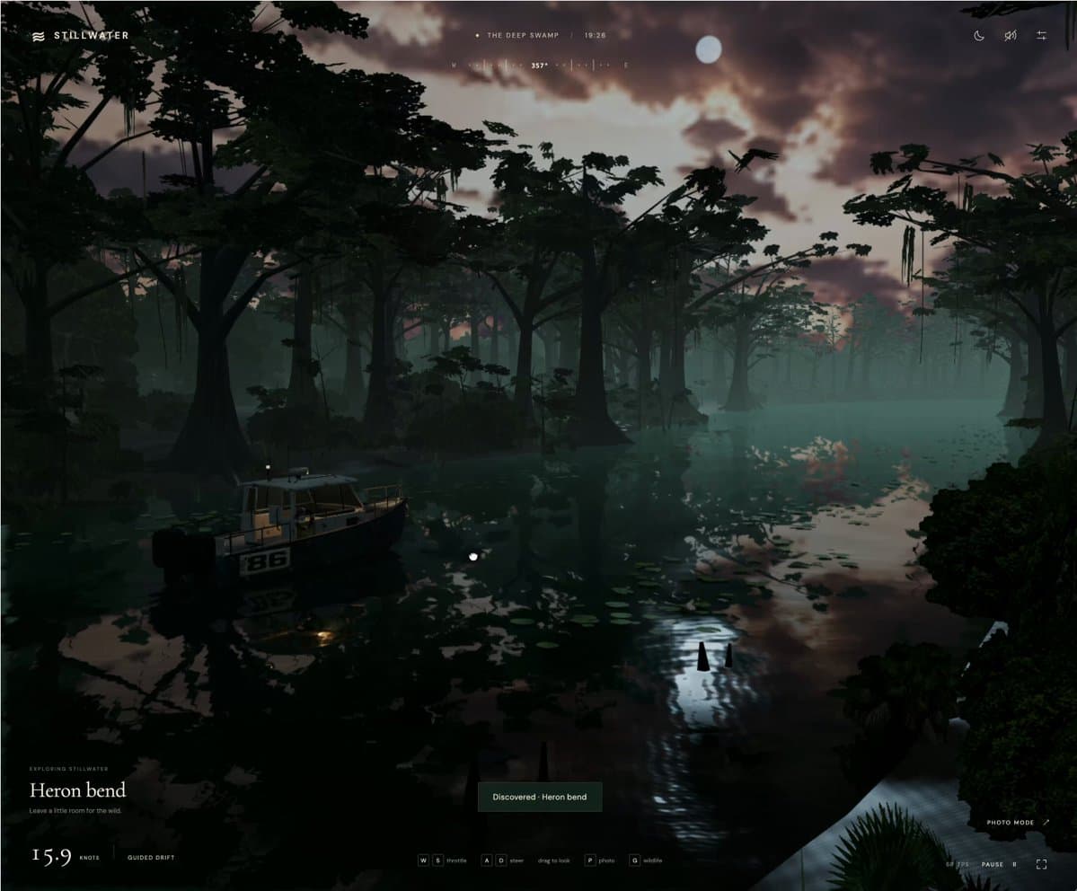 Three.js 月光沼泽场景 提示词示例图
