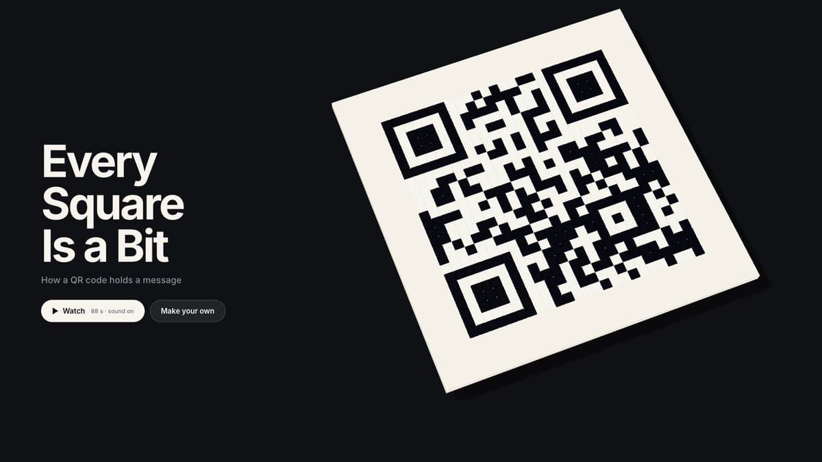 QR Code Interactive Explainer Three.js 提示词示例图