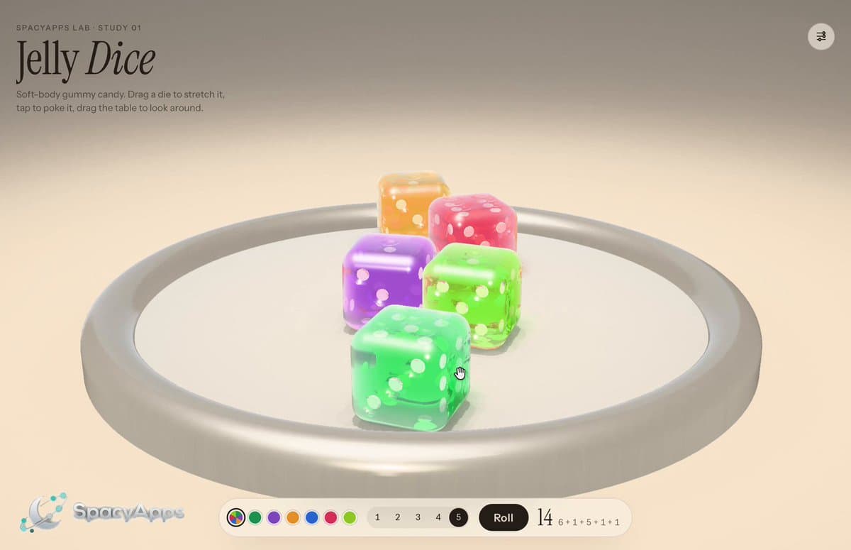 Opus 5.5 WebGPU 果冻骰子 提示词示例图