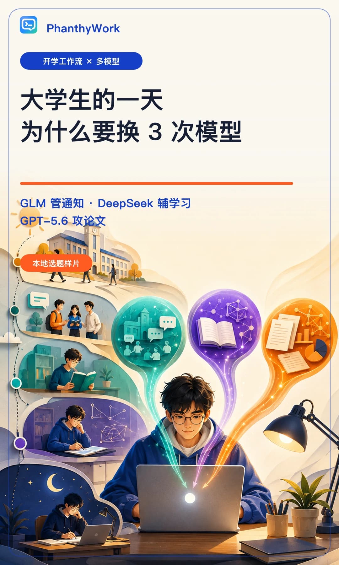 大学生的一天,为什么要换 3 次模型
