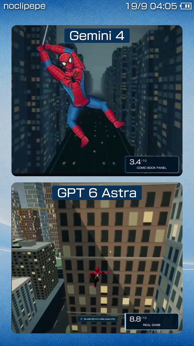 蜘蛛侠游戏对比：Gemini vs GPT-6 Astra 提示词示例图