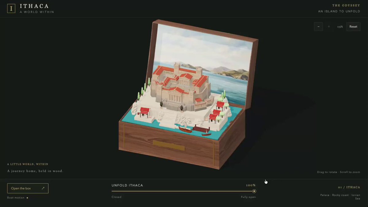 宝箱中的奥德赛场景 3D 模型 提示词示例图
