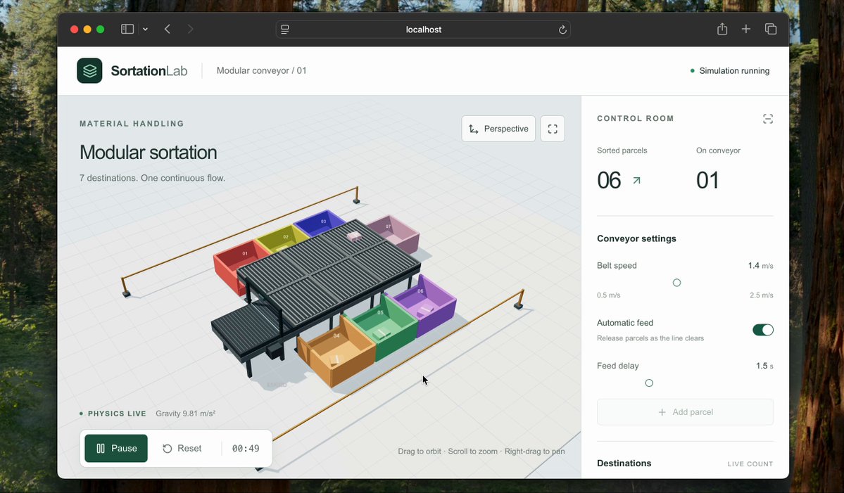 Three.js 模块化分拣模拟 提示词示例图