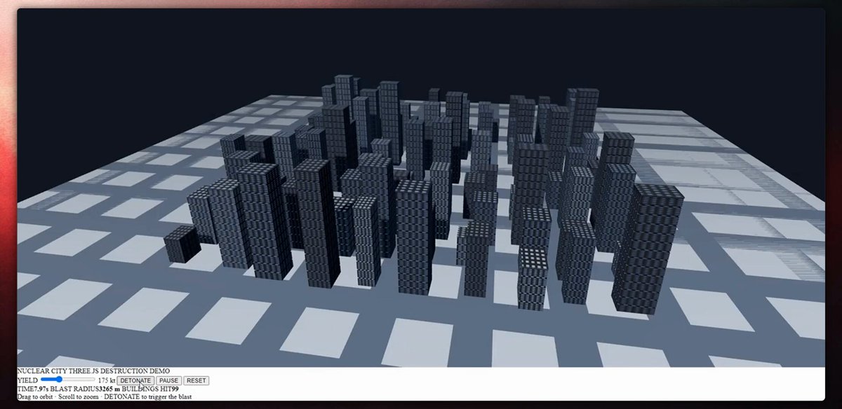 动态 3D 城市毁灭模拟 提示词示例图