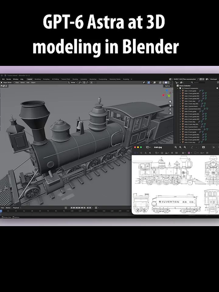在 Blender 中重建蒸汽火车绘图 提示词示例图