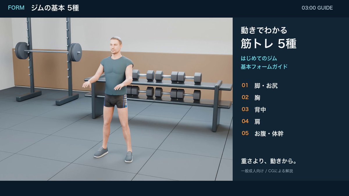 3D 健身视频教学集 提示词示例图